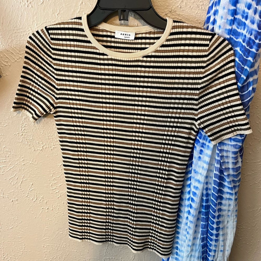 Akris Women's Striped Black and Cream Top